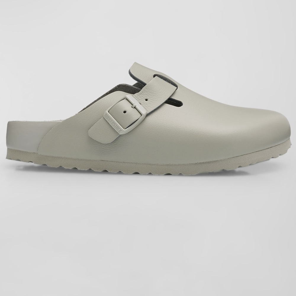 Birkenstock exquisite Boston Leather Buckle Clogs gray sz 38